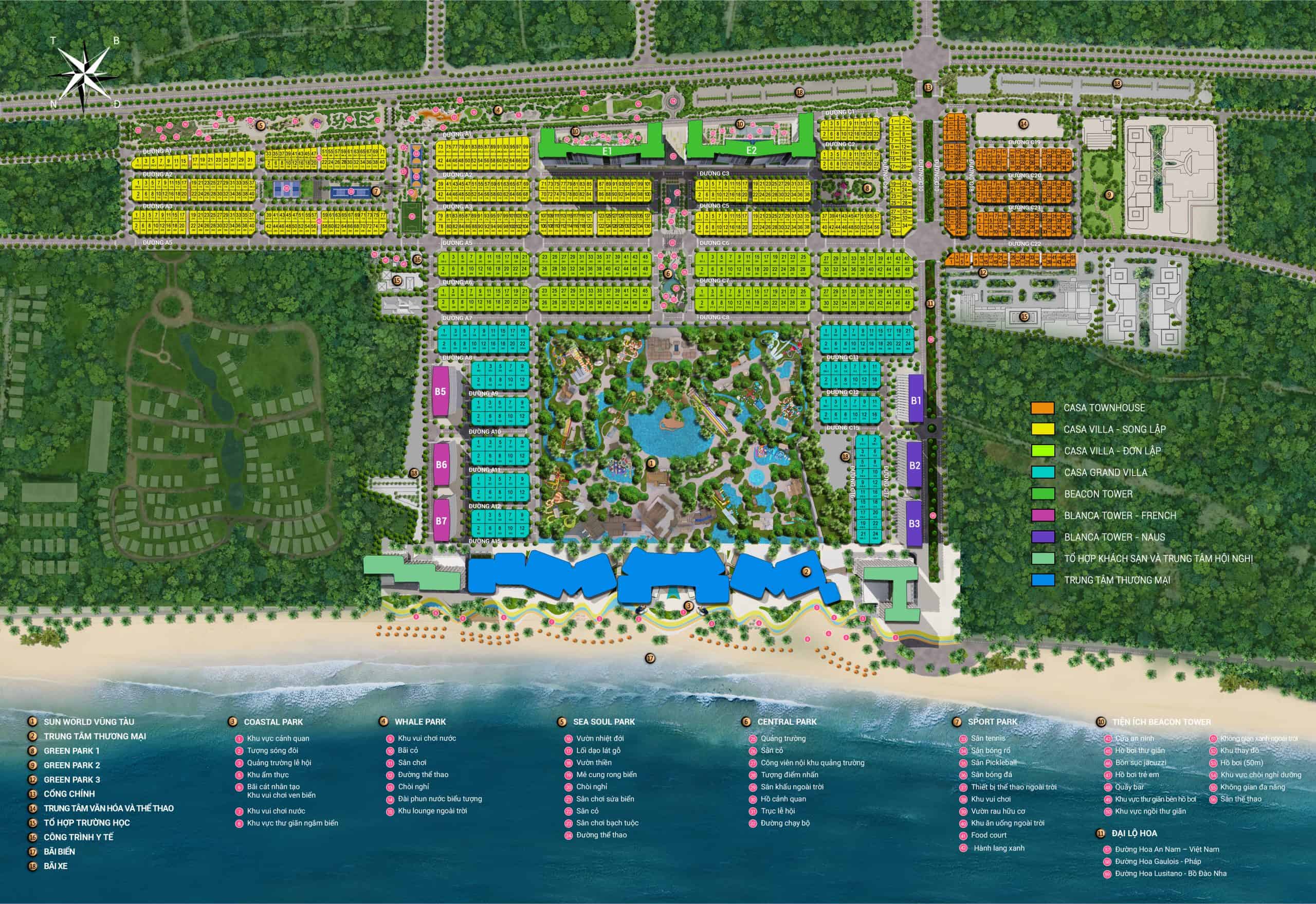 Mặt bằng tổng thể dự án Blanca City Vũng Tàu do Sun Group phát triển.