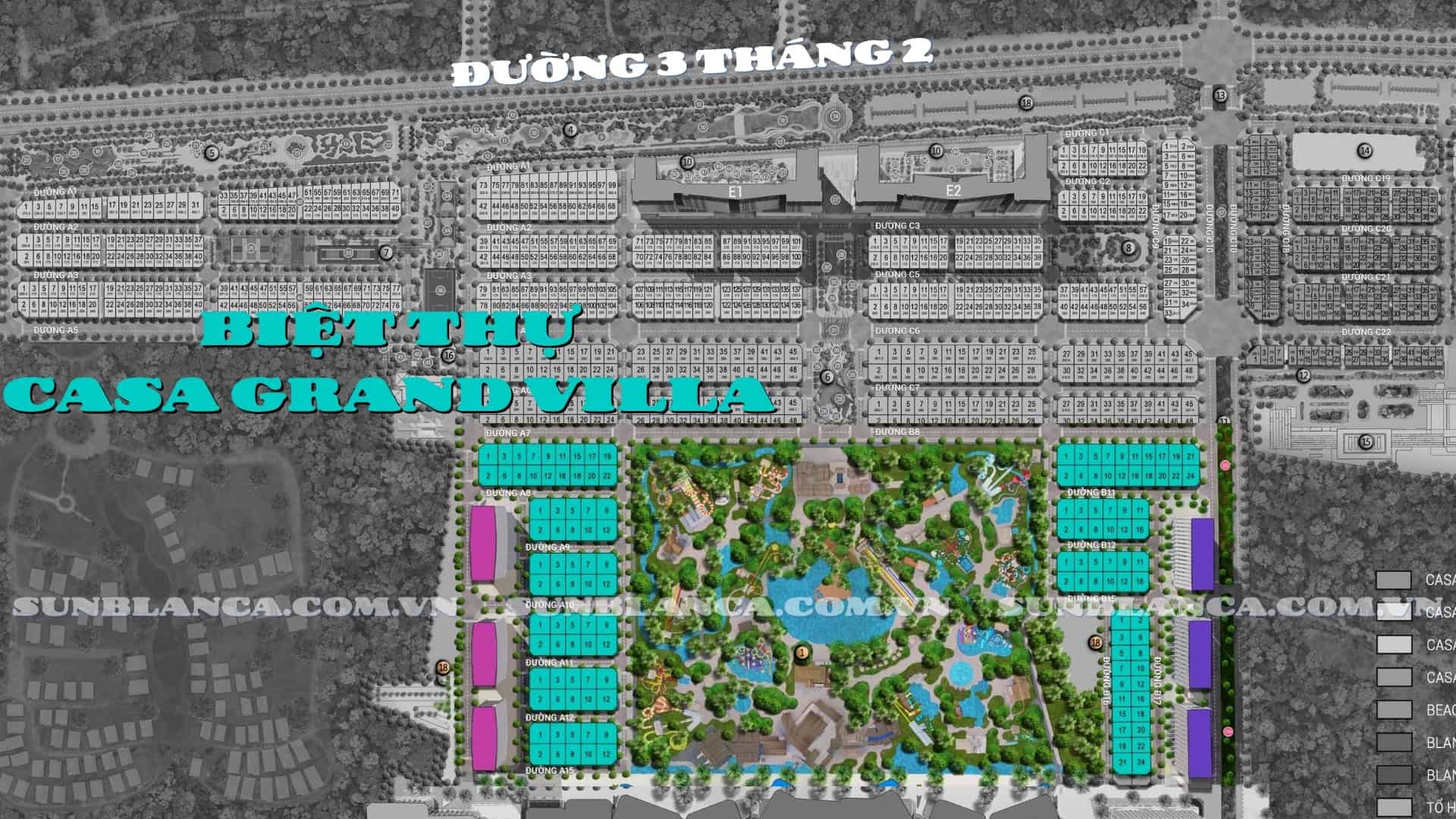 Vị trí khu dinh thự Casa Grand Villa trên mặt bằng Blanca City.