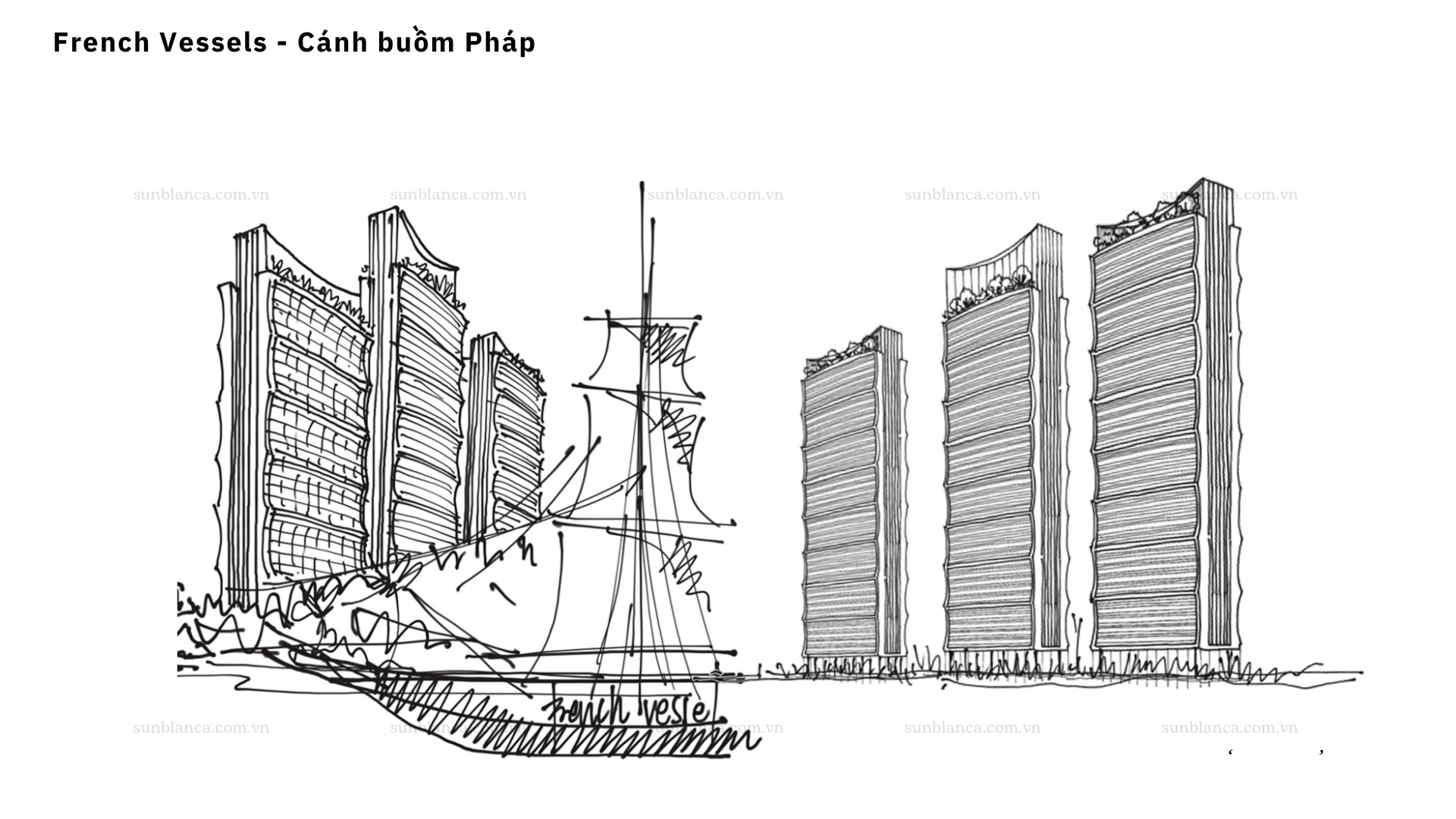 Cảm hứng thiết kế chiến hạm French Vessels cụm tháp căn hộ B5 B6 B7 Blanca Tower