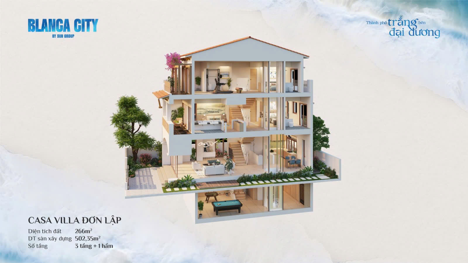 Thông số thiết kế điển hình của biệt thự Casa Đơn Lập tại Blanca City.