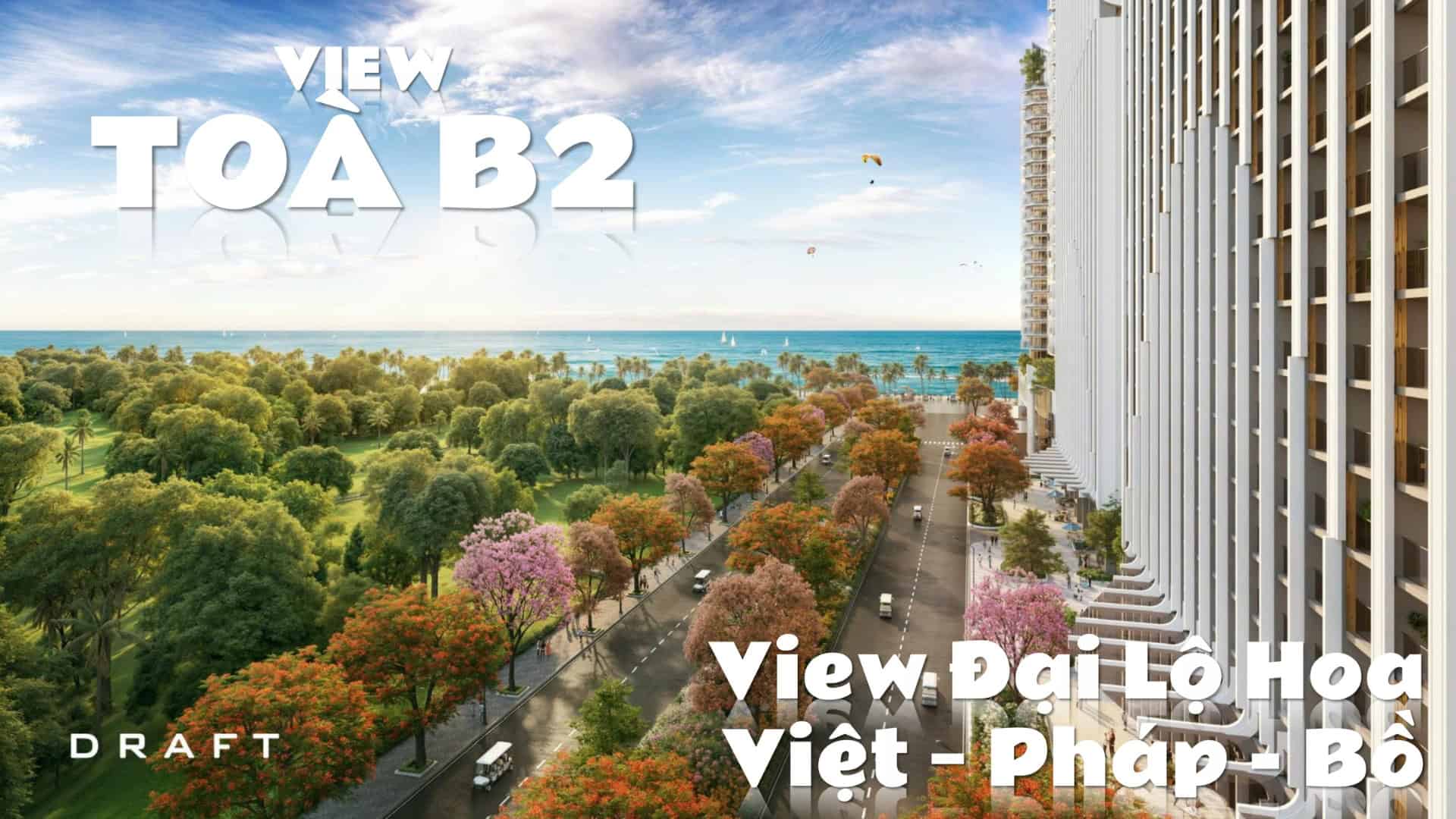 Tầm nhìn hướng biển từ các căn hộ tòa B1-B2-B3 Blanca City.