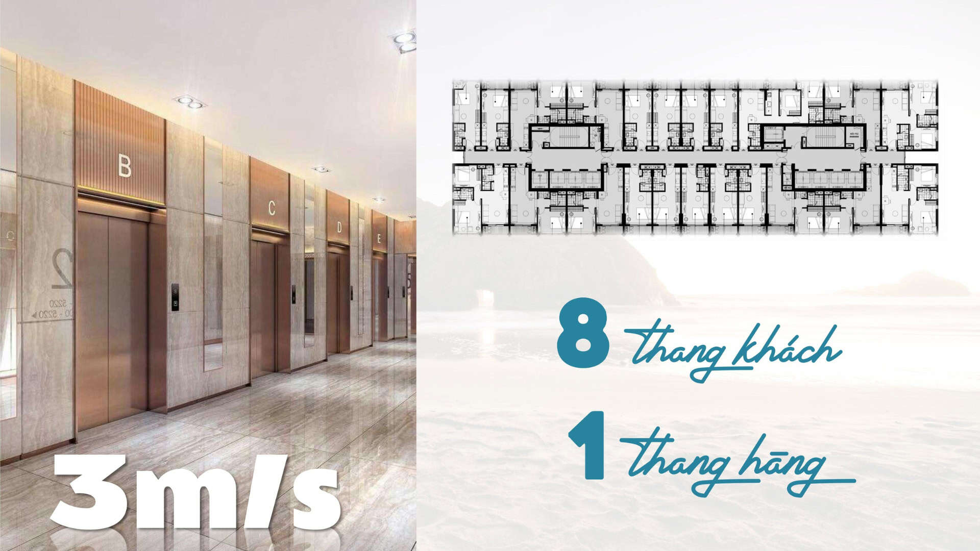 Hệ thống thang máy tốc độ cao được trang bị cho các tòa căn hộ Blanca Vũng Tàu.