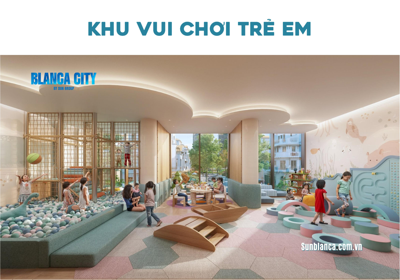 Phối cảnh khu vui chơi trẻ em hiện đại.