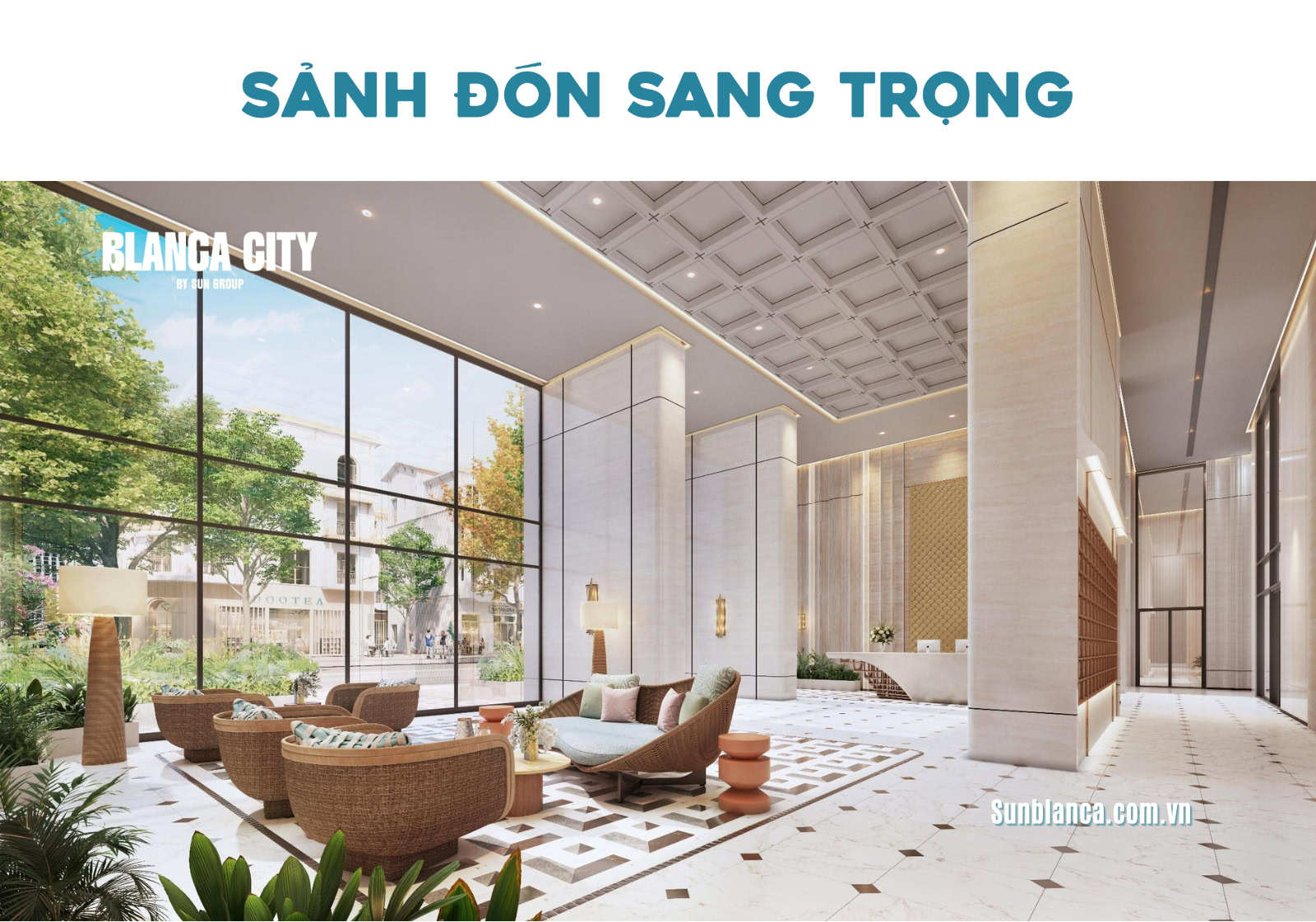 Phối cảnh sảnh đón sang trọng của tòa Blanca 6-7.