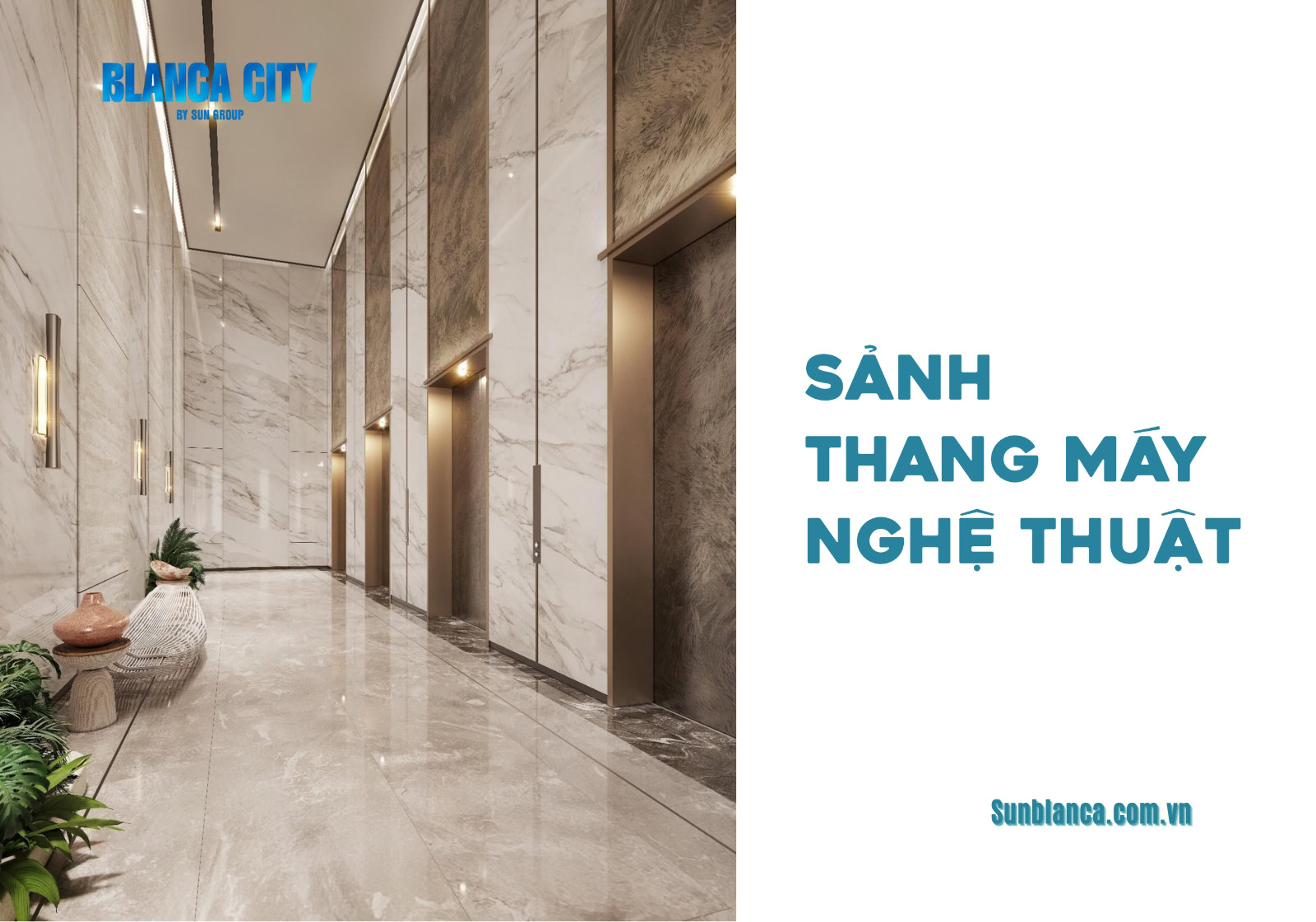 Phối cảnh sảnh thang máy được thiết kế nghệ thuật.