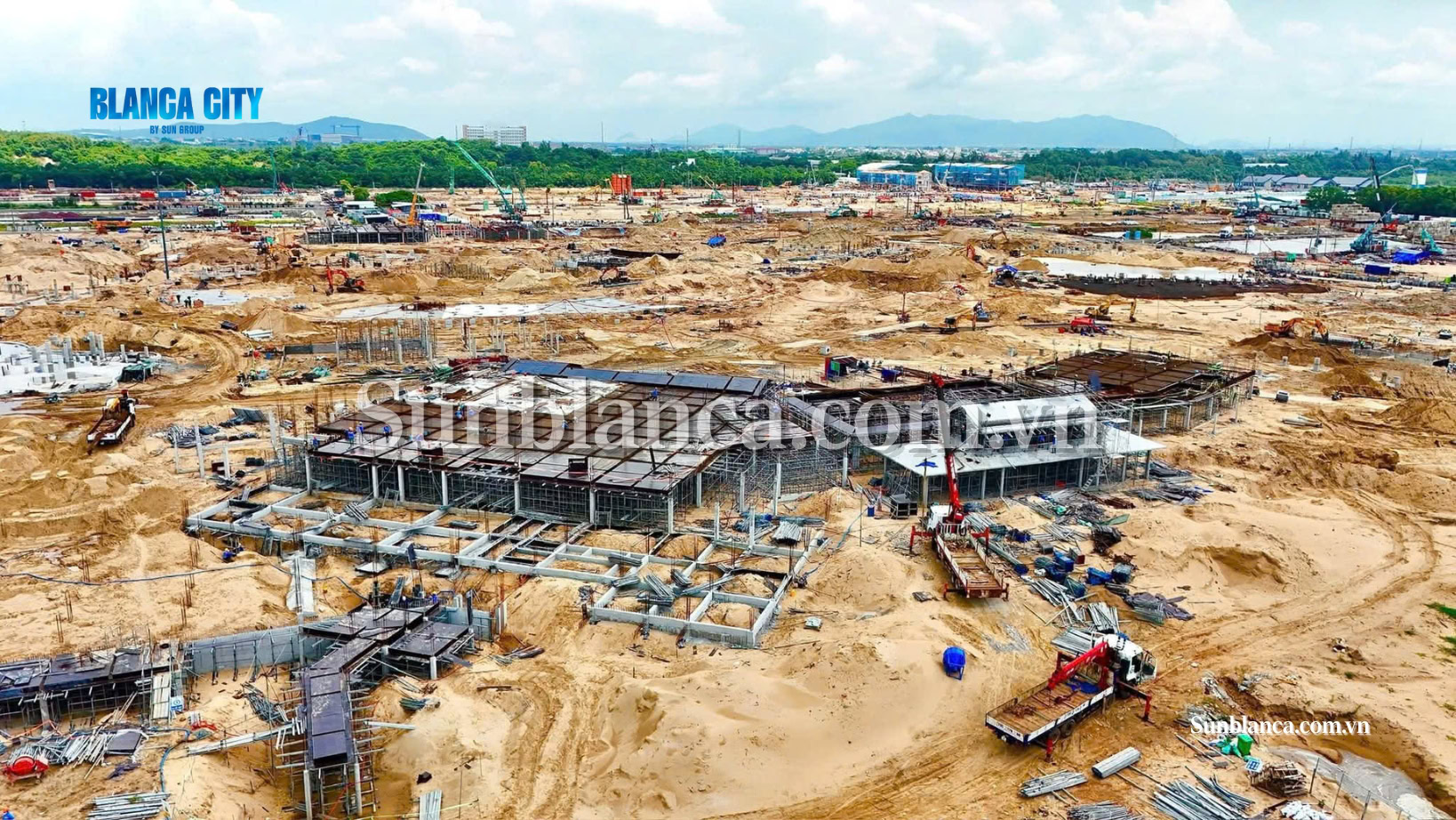Cận cảnh tiến độ thi công hạ tầng tại dự án Blanca City tháng 9/2025.