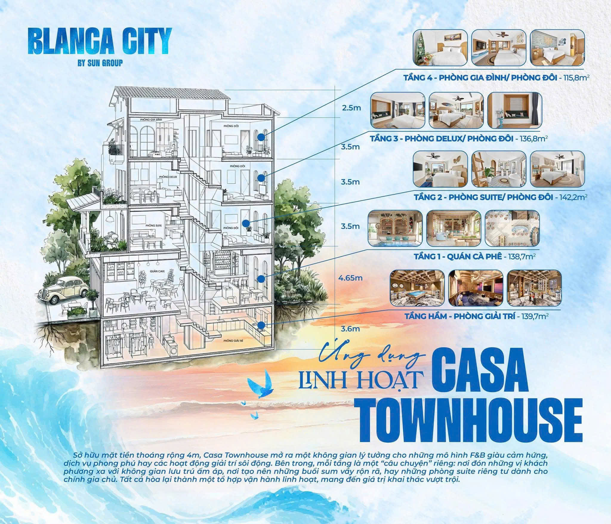 Layout thiết kế Casa Townhouse Bản vẽ bóc tách layout thiết kế tổng thể nhà phố Casa Townhouse 4 tầng 1 hầm
