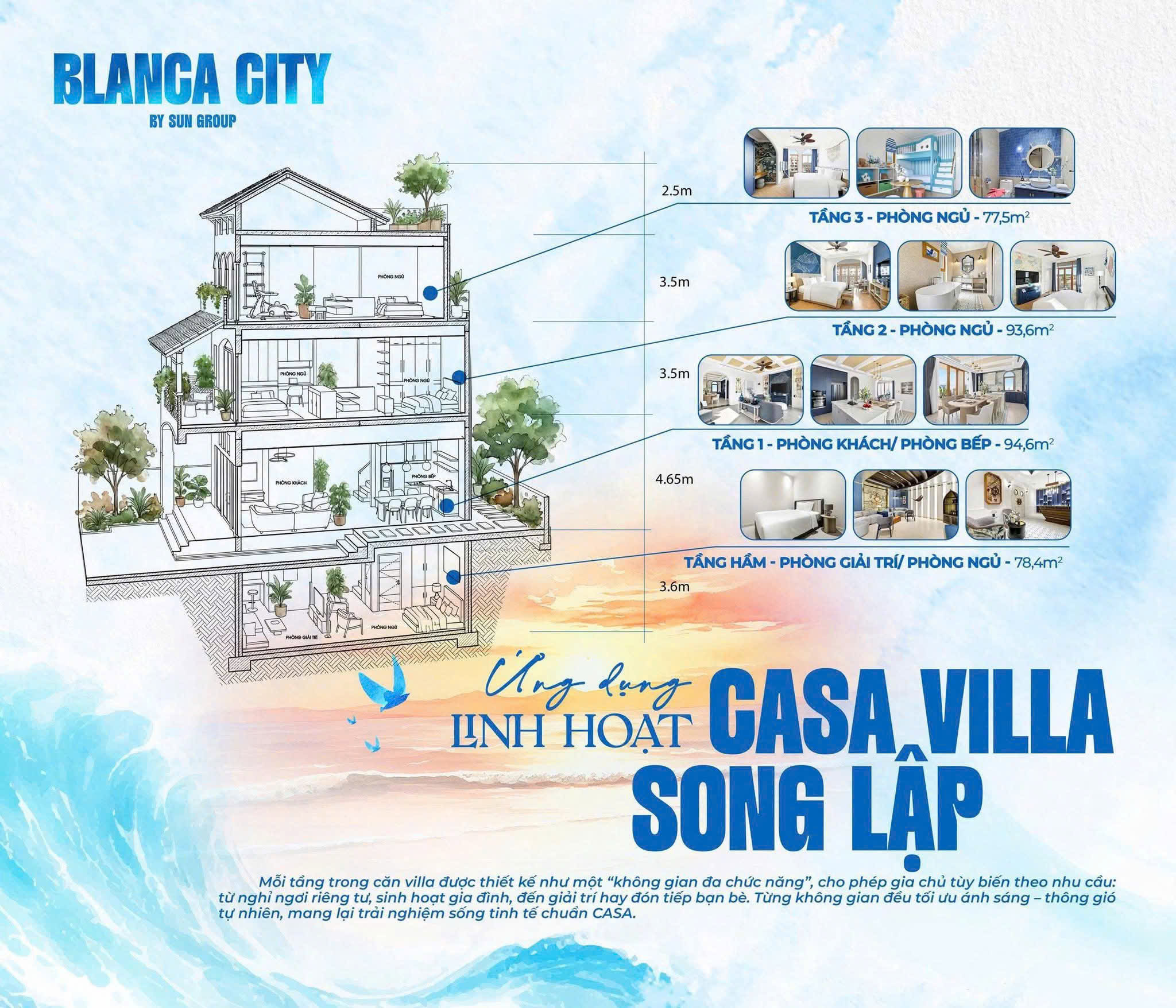 Layout thiết kế biệt thự song lập Bản vẽ mặt cắt 3D layout bóc tách công năng biệt thự song lập Casa Villa