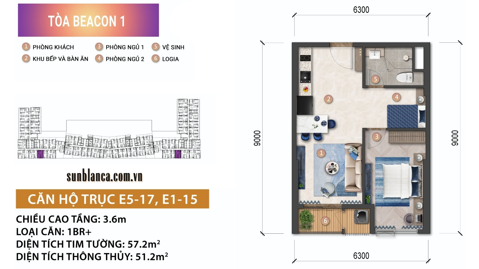 Layout 1PN+ Beacon Tower Bản vẽ thiết kế layout mặt bằng căn hộ 1PN+ tháp Beacon Tower