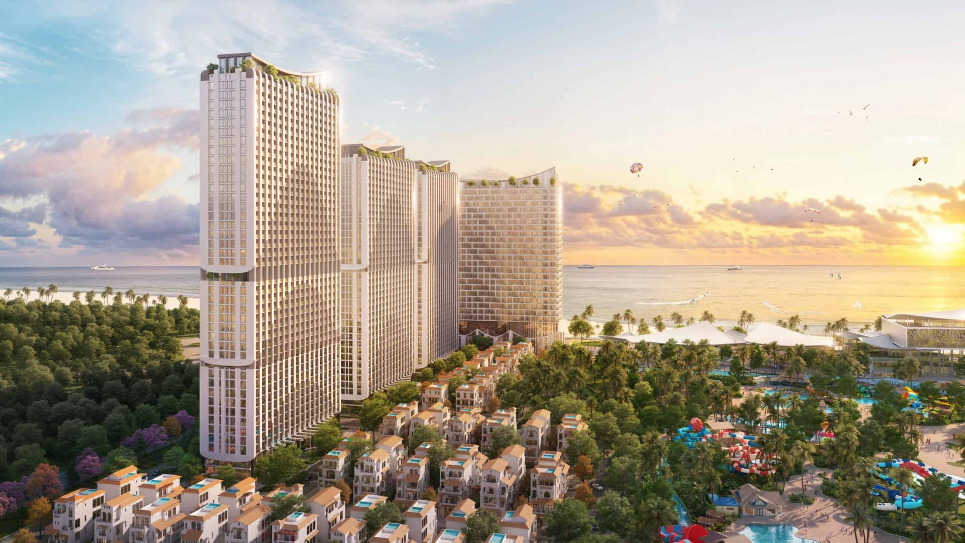 Phối cảnh kiến trúc cánh buồm tháp căn hộ B1 B2 B3 Blanca Tower