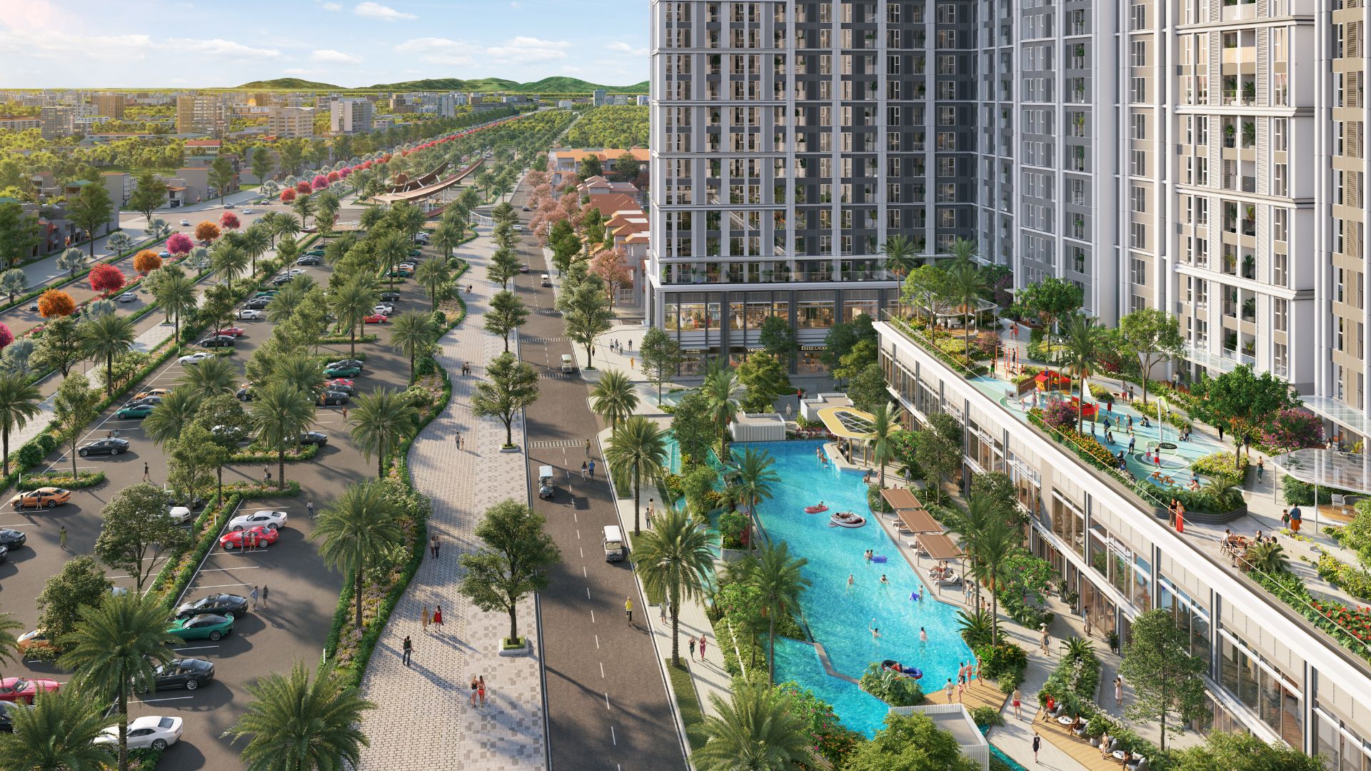 Tiện ích tầng 3 Beacon Tower Không gian thể thao ngoài trời Lounge Fitness và vườn BBQ tầng 3 tháp Beacon Tower