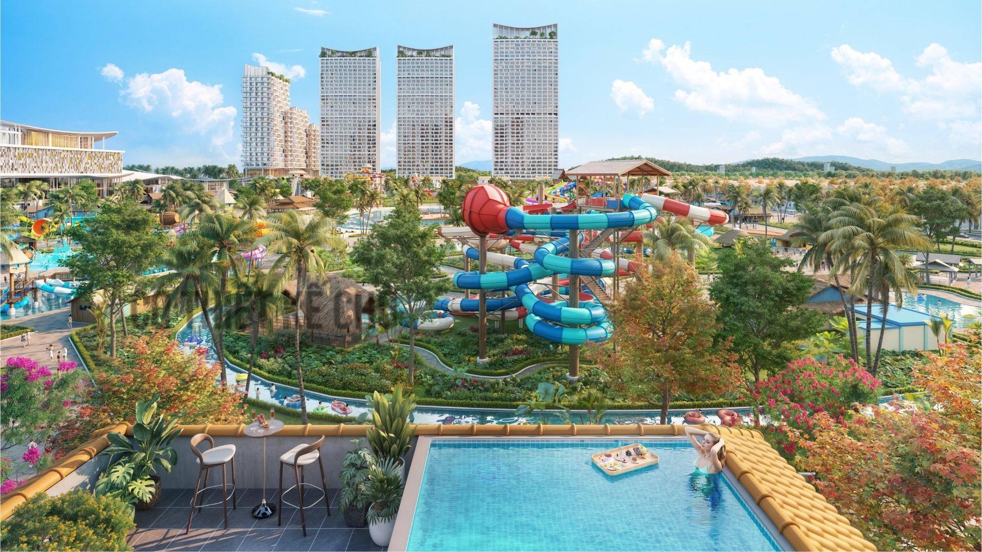 Bể bơi trên mái Casa Grand Villa Phối cảnh thiết kế bể bơi vô cực chân mây trên tầng mái Casa Grand Villa