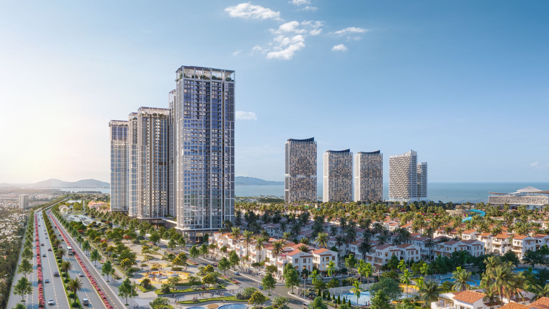 Phối cảnh 4 tháp căn hộ sở hữu lâu dài Beachtro Tower Blanca City