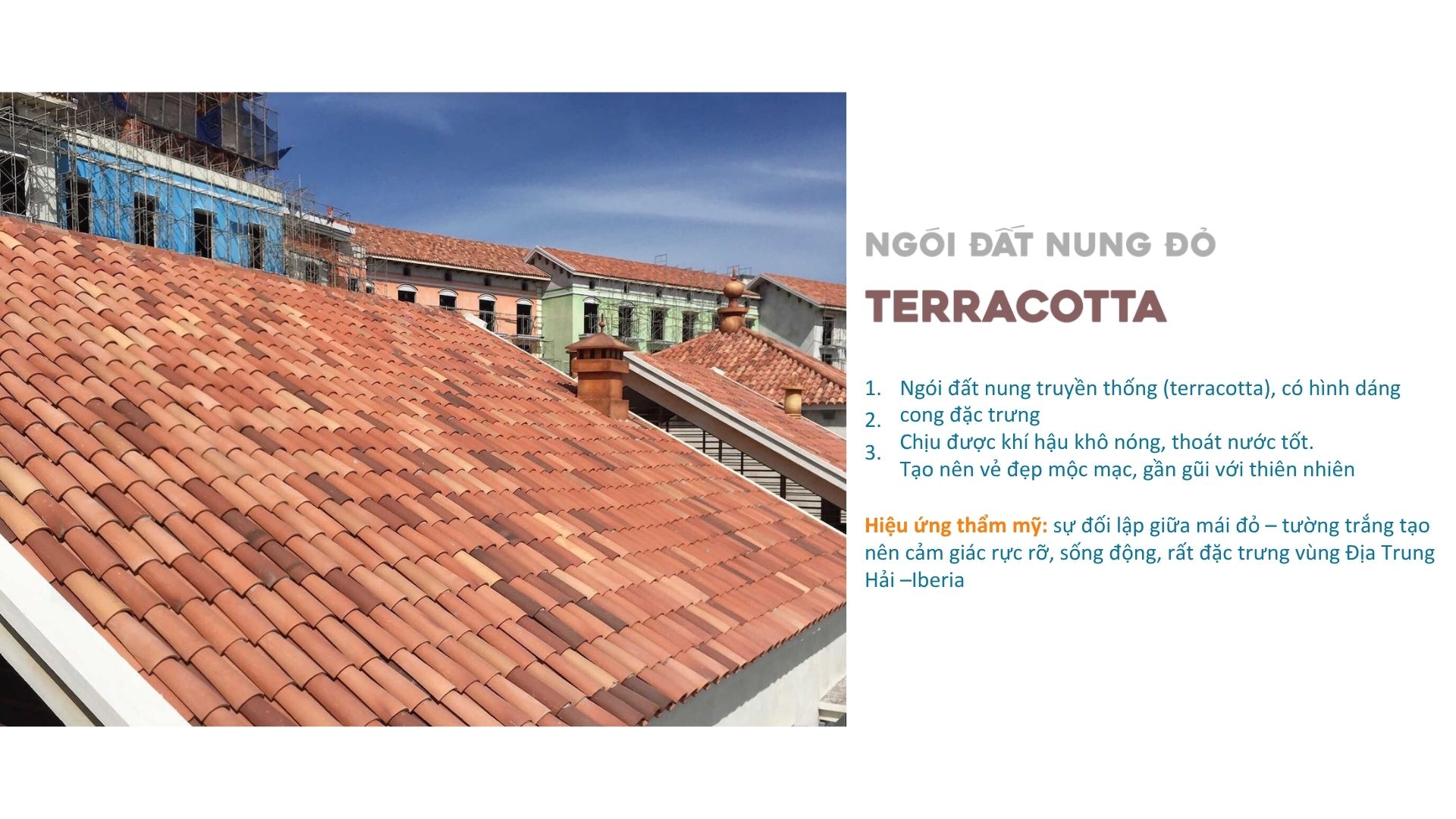 Ngói đất nung Terracotta Vật liệu ngói đất nung cong Terracotta biệt thự Casa Villa