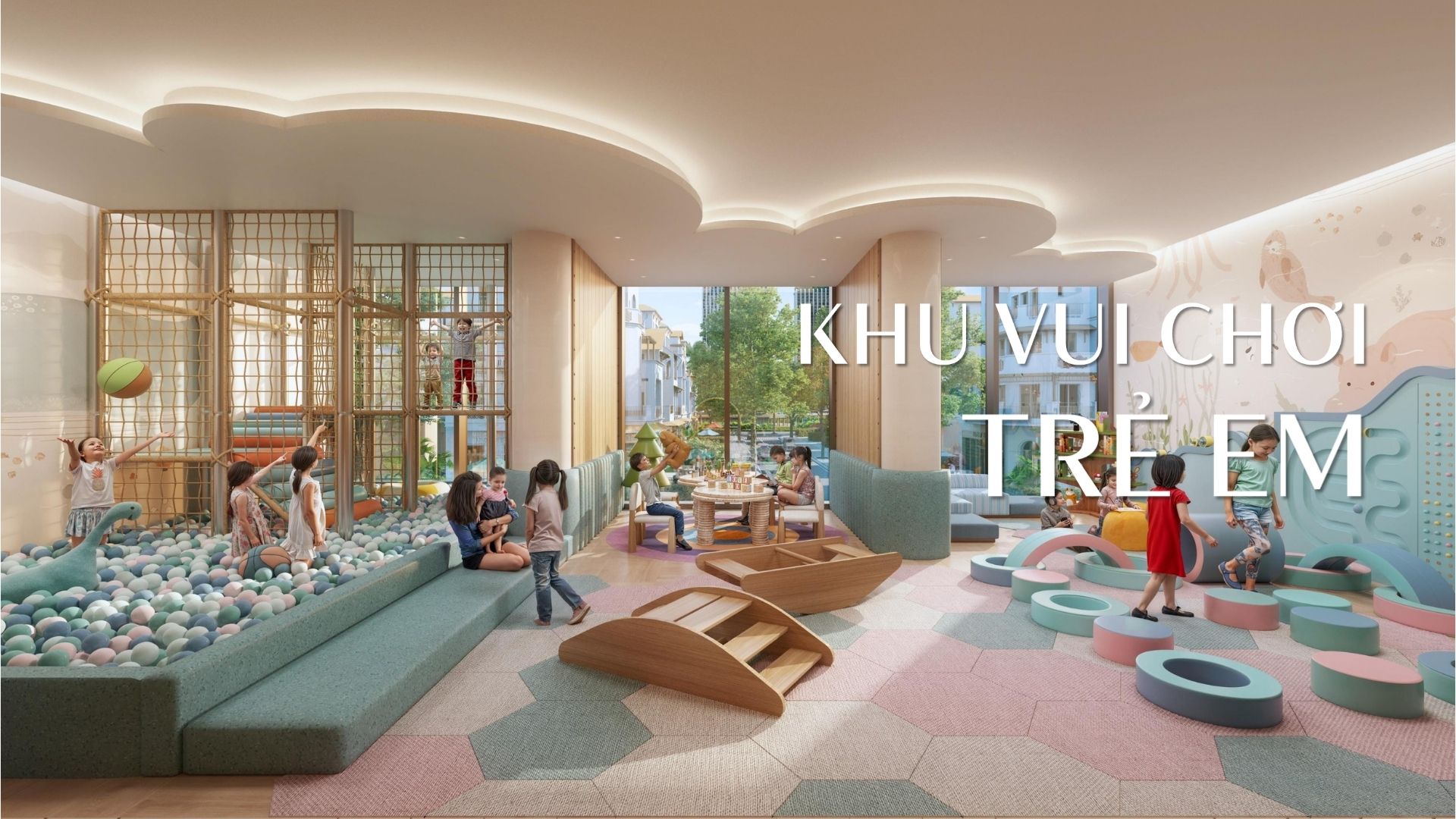 Khu vui chơi trẻ em Kidzone trong nhà sắc màu và an toàn tại Blanca Tower