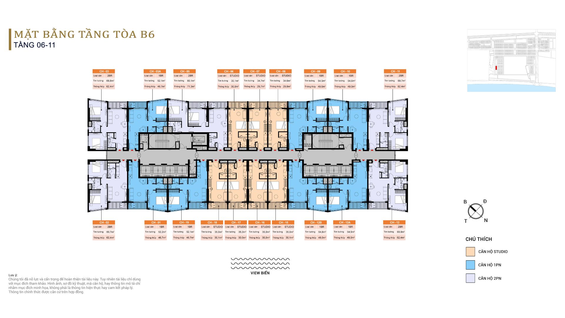 Bản vẽ mặt bằng tầng căn hộ điển hình tòa B6 Blanca Tower