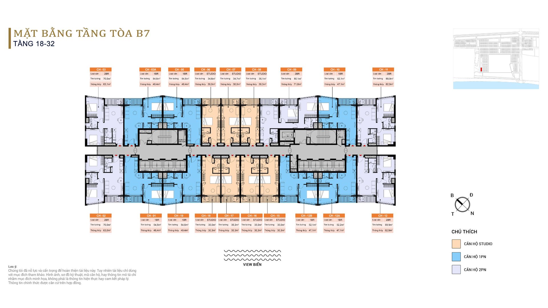 Bản vẽ mặt bằng tầng căn hộ điển hình tòa B7 Blanca Tower