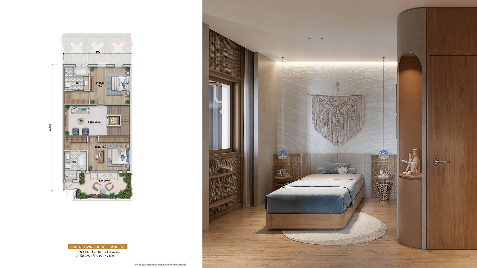 Tầng 2 Casa Townhouse Bản vẽ mặt bằng tầng 2 sinh hoạt gia đình nhà phố Casa Townhouse