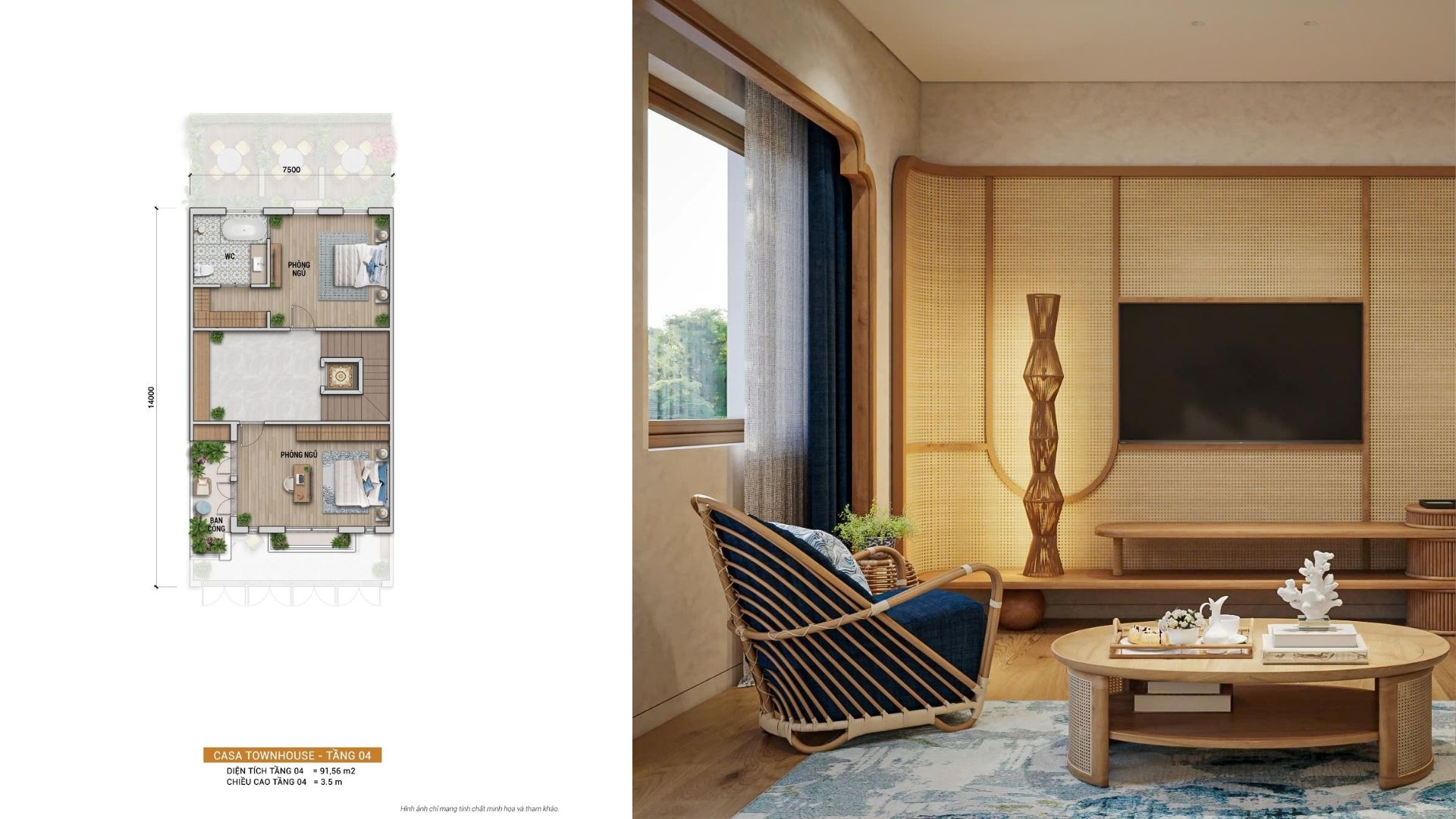 Tầng 4 Casa Townhouse Bản vẽ mặt bằng tầng 4 phòng thờ và sân thượng ngắm cảnh nhà phố Casa Townhouse